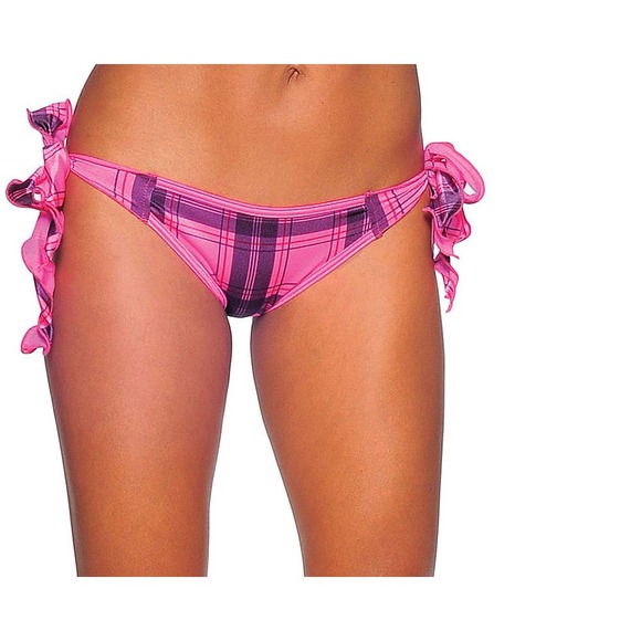 Bodyzone NEW Pink‎ plaid side tie scrunch rio - Picture 1 of 2